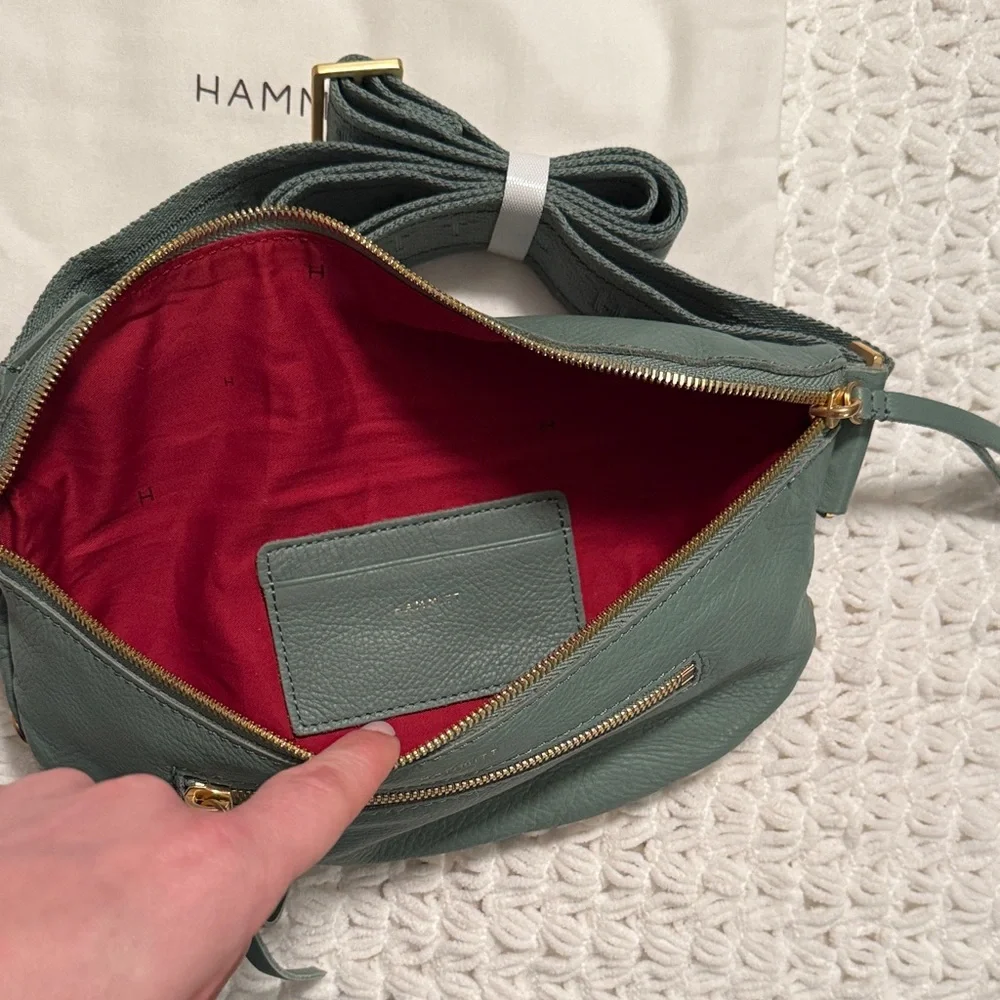 Hammitt Green Leather Crossbody Belt Bag with Gold Hardware - Picture 3 of 8